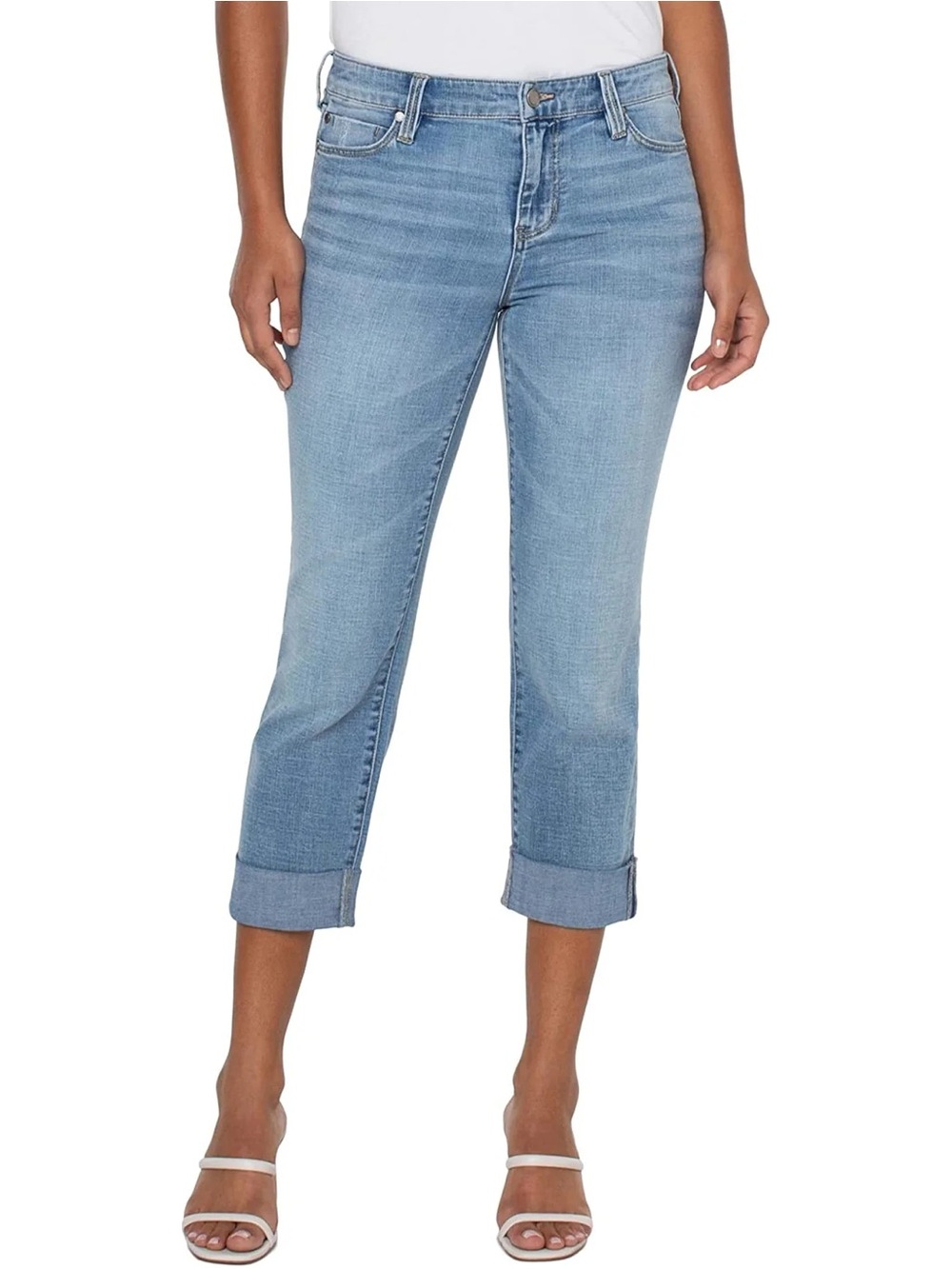 Liverpool Charlie Crop Rolled Cuff Jeans Women’s Size 16 Mid Rise Stretch Denim